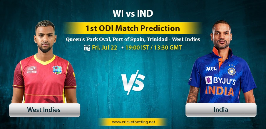 West Indies vs India 1st ODI Match Prediction & Tips