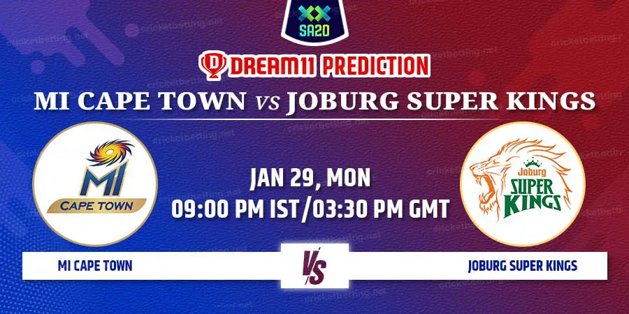 MI Cape Town vs Joburg Super Kings Dream11 Team Prediction SA20 2024 Match 23