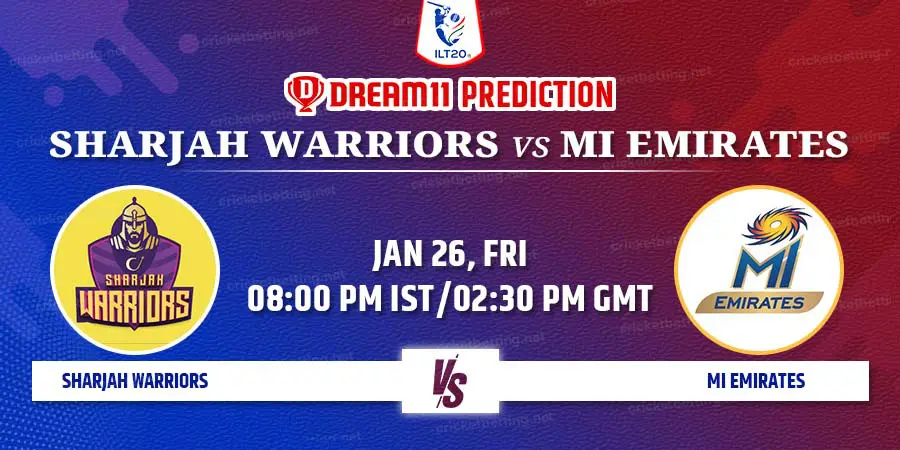 Sharjah Warriors vs MI Emirates Dream11 Team Prediction ILT20 2024 Match 09