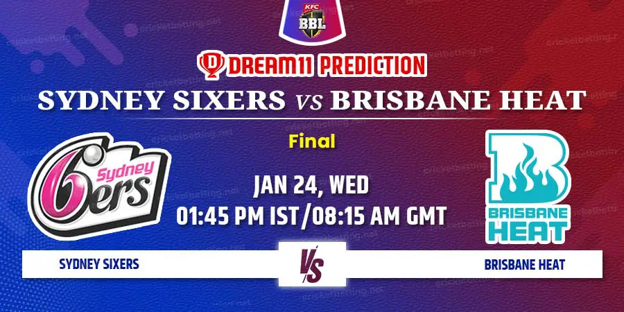 Sydney Sixers vs Brisbane Heat Dream11 Team Prediction BBL 2024 Final Match