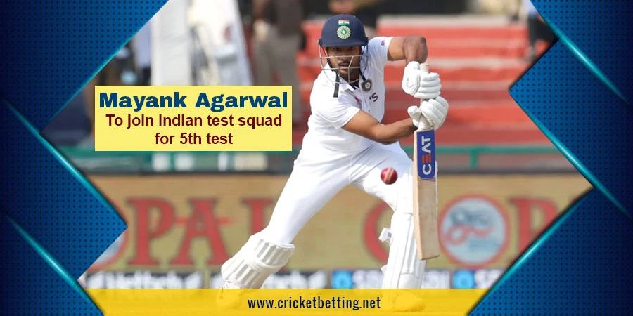 Mayank Agarwal called up to join team for 5th Test against England